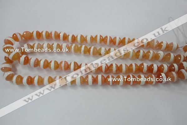 CAG6350 15 inches 8mm faceted round tibetan agate gemstone beads