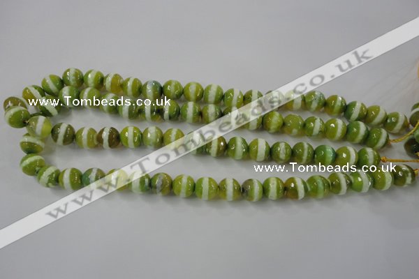 CAG6359 15 inches 10mm faceted round tibetan agate gemstone beads