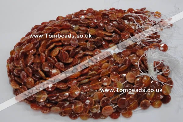 CAG636 15.5 inches 10mm faceted coin natural fire agate beads