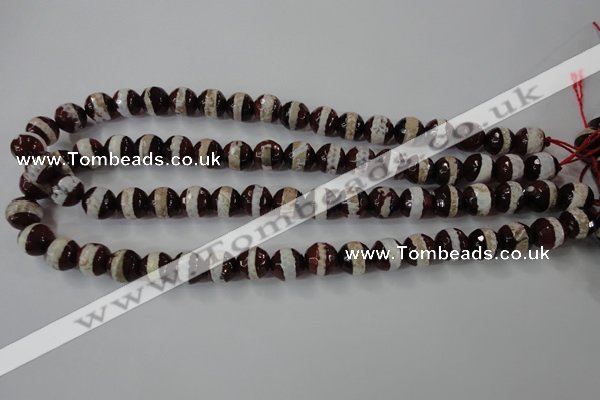 CAG6362 15 inches 8mm faceted round tibetan agate gemstone beads