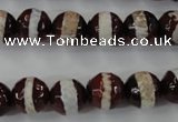 CAG6363 15 inches 10mm faceted round tibetan agate gemstone beads