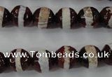 CAG6364 15 inches 12mm faceted round tibetan agate gemstone beads