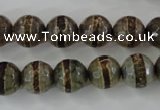 CAG6367 15 inches 10mm faceted round tibetan agate gemstone beads