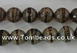 CAG6368 15 inches 12mm faceted round tibetan agate gemstone beads