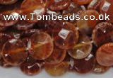 CAG637 15.5 inches 12mm faceted coin natural fire agate beads