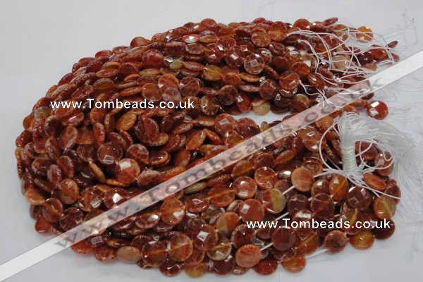 CAG637 15.5 inches 12mm faceted coin natural fire agate beads