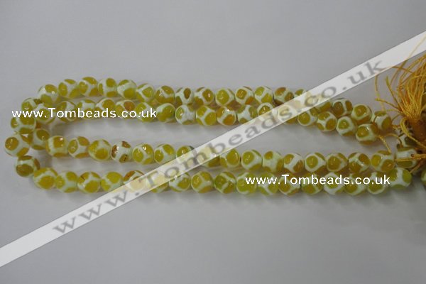 CAG6370 15 inches 8mm faceted round tibetan agate gemstone beads