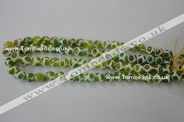 CAG6376 15 inches 12mm faceted round tibetan agate gemstone beads