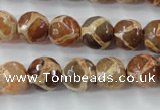 CAG6378 15 inches 8mm faceted round tibetan agate gemstone beads