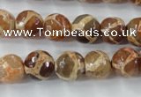 CAG6379 15 inches 10mm faceted round tibetan agate gemstone beads