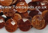 CAG638 15.5 inches 16mm faceted coin natural fire agate beads