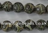 CAG6382 15 inches 8mm faceted round tibetan agate gemstone beads