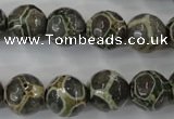 CAG6383 15 inches 10mm faceted round tibetan agate gemstone beads