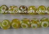 CAG6387 15 inches 8mm faceted round tibetan agate gemstone beads