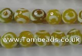 CAG6388 15 inches 10mm faceted round tibetan agate gemstone beads