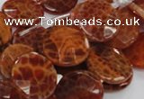 CAG639 15.5 inches 20mm faceted coin natural fire agate beads