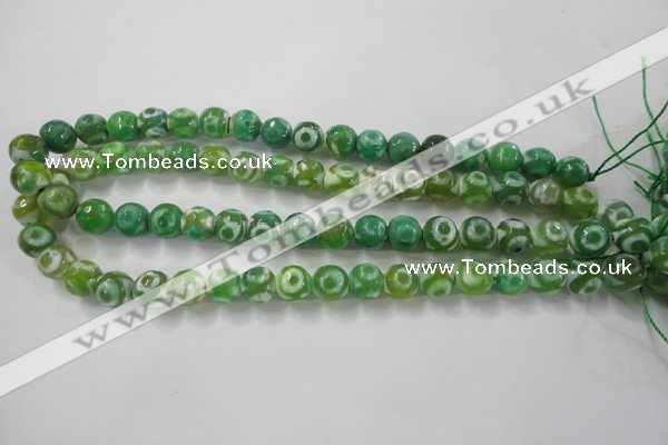 CAG6392 15 inches 10mm faceted round tibetan agate gemstone beads