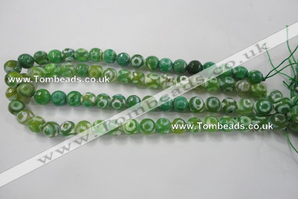 CAG6393 15 inches 12mm faceted round tibetan agate gemstone beads