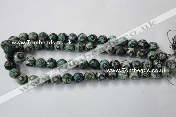 CAG6396 15 inches 10mm faceted round tibetan agate gemstone beads