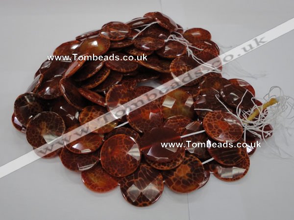 CAG640 15.5 inches 30mm faceted coin natural fire agate beads