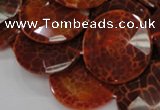 CAG641 15.5 inches 35mm faceted coin natural fire agate beads