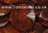 CAG642 15.5 inches 40mm faceted coin natural fire agate beads