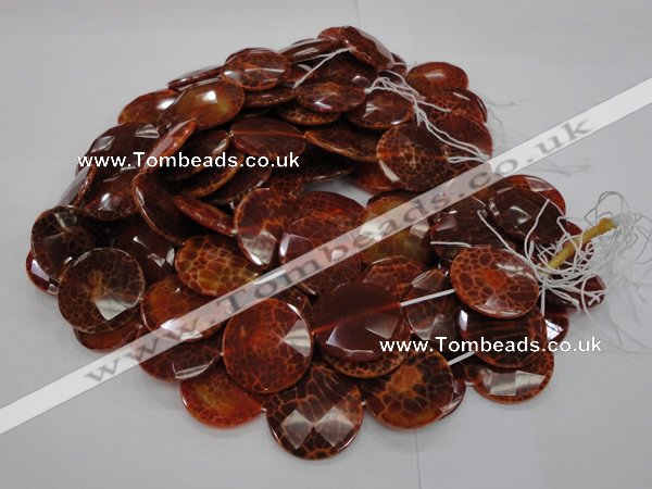 CAG642 15.5 inches 40mm faceted coin natural fire agate beads