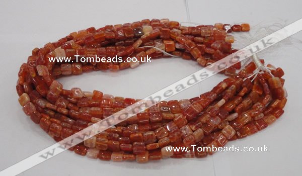 CAG643 15.5 inches 8mm square natural fire agate beads wholesale