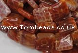 CAG644 15.5 inches 15mm square natural fire agate beads wholesale