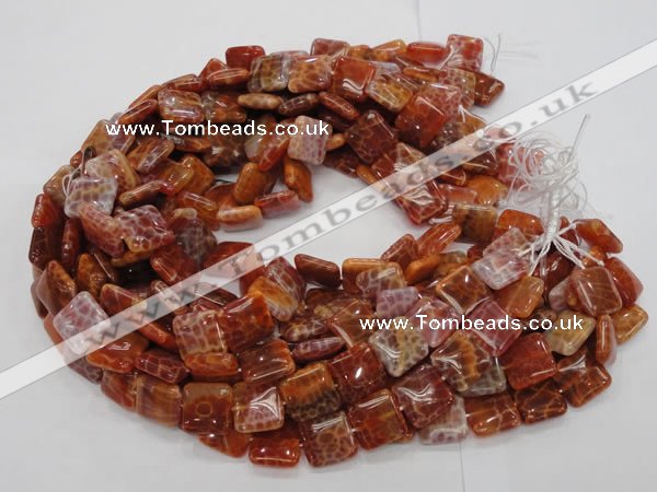 CAG644 15.5 inches 15mm square natural fire agate beads wholesale