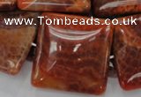 CAG646 15.5 inches 40mm square natural fire agate beads wholesale