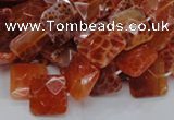 CAG649 15.5 inches 10*10mm faceted square natural fire agate beads