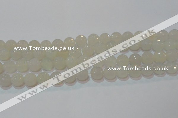 CAG6515 15.5 inches 14mm faceted round Brazilian white agate beads