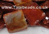 CAG652 15.5 inches 30*30mm faceted square natural fire agate beads