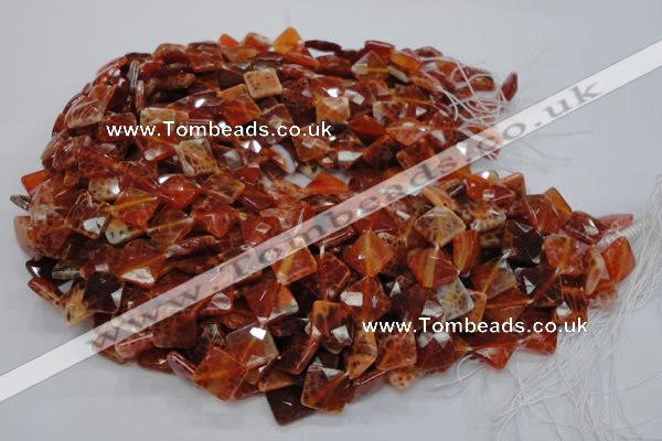 CAG655 15.5 inches 12*12mm faceted rhombic natural fire agate beads