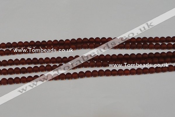 CAG6551 15.5 inches 5mm round matte red agate beads wholesale