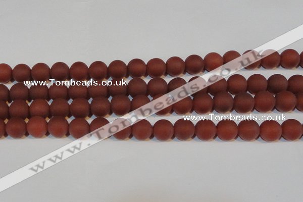 CAG6555 15.5 inches 10mm round matte red agate beads wholesale