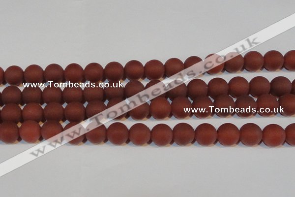 CAG6556 15.5 inches 12mm round matte red agate beads wholesale