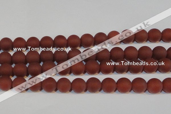 CAG6559 15.5 inches 18mm round matte red agate beads wholesale