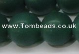 CAG6574 15.5 inches 18mm round matte green agate beads wholesale