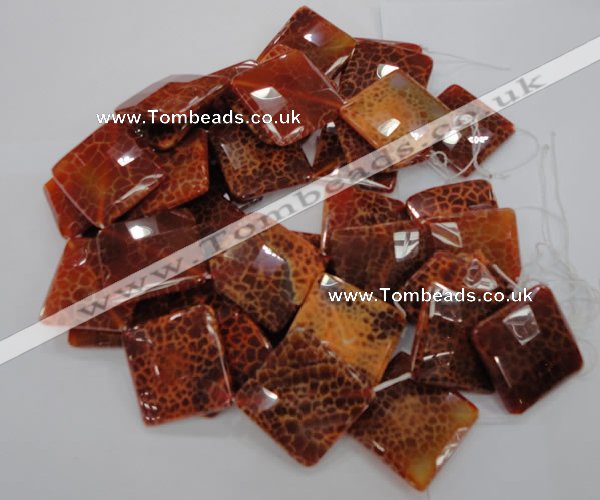 CAG658 15.5 inches 30*30mm faceted rhombic natural fire agate beads