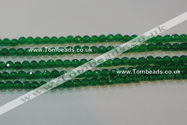 CAG6612 15.5 inches 6mm faceted round green agate gemstone beads