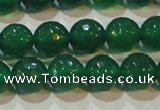 CAG6614 15.5 inches 10mm faceted round green agate gemstone beads