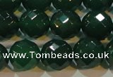 CAG6616 15.5 inches 14mm faceted round green agate gemstone beads