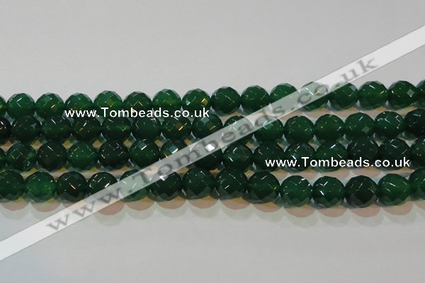 CAG6616 15.5 inches 14mm faceted round green agate gemstone beads