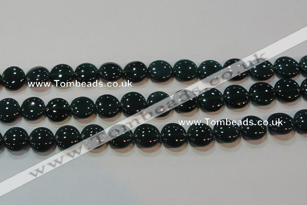 CAG6632 15.5 inches 13mm flat round green agate gemstone beads