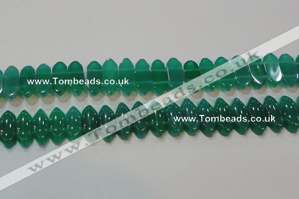 CAG6640 15.5 inches 8*20mm marquise double drilled green agate beads