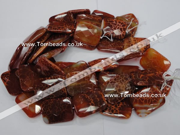 CAG666 15.5 inches 30*40mm faceted rectangle natural fire agate beads