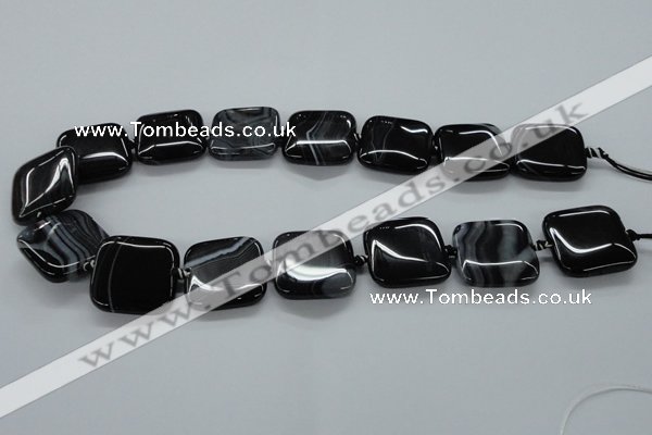 CAG6680 15.5 inches 25*25mm square black line agate beads