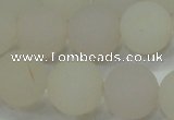 CAG6682 15 inches 12mm round white pilates agate beads